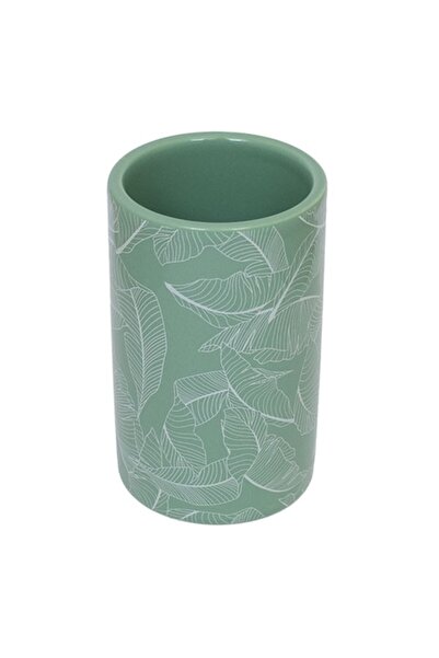 FRANDIS Toothbrush Holder, Frandis, 6x6x10.3 cm, dolomite, light green with w...