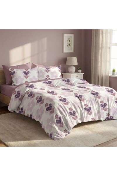 Pucioasa 6-piece finet double bed linen, Purple Hearts