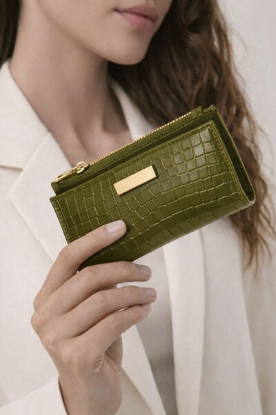 Newish Polo Portofel de damă din piele artificială, de dimensiuni mici, cu su...