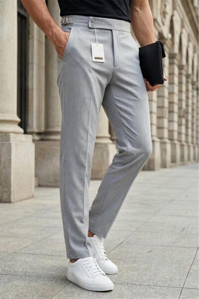 Oksit Gurkha Style Side Adjustable Metal Buckle Slim Fit Men's Fabric Trouser...