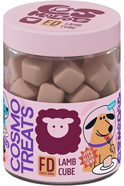 Cosmopet مكافآت كوزمودوغ المجففة بالتجميد للكلاب، مكعبات لحم الضأن، بروتين إي...