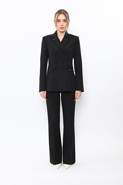 ÖNDER ÖZSOY Buttoned Classic Blazer Jacket & Pocketed Spanish-Cut Trousers Wo...