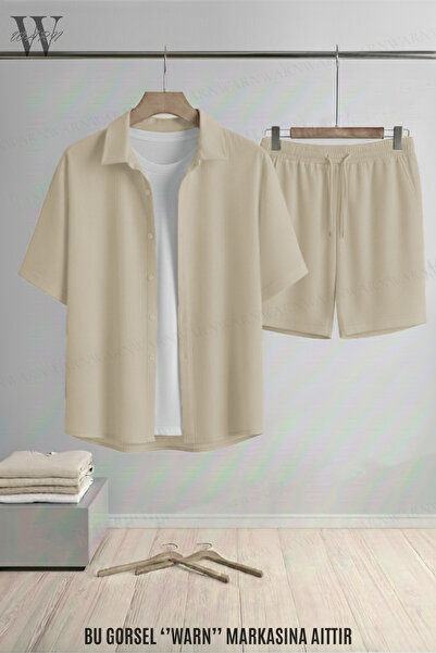 warn Unisex Bürümcük Short Sleeve Shirt Shorts Bottom Top Set Summer Flexible...