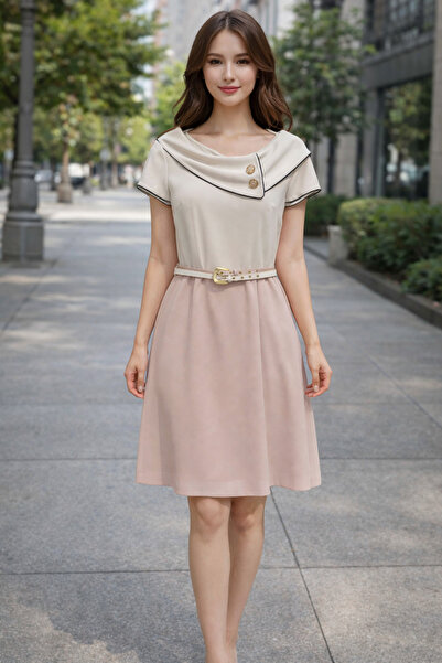 Ekol Λεπτομερές μίνι φόρεμα γιακά