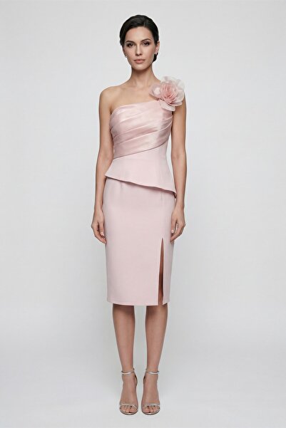 Lafaba Women's Powder Floral Detailed Midi Promise Engagement Wedding Evening...