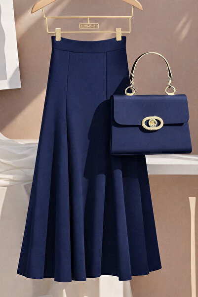 Deafox Fusta lungă din țesătură crep plisată, cu talie înaltă, în formă de A,...