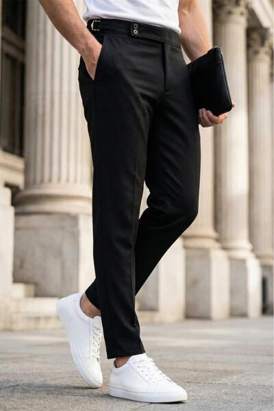 Oksit Gurkha Style Side Adjustable Metal Buckle Slim Fit Men's Fabric Trouser...