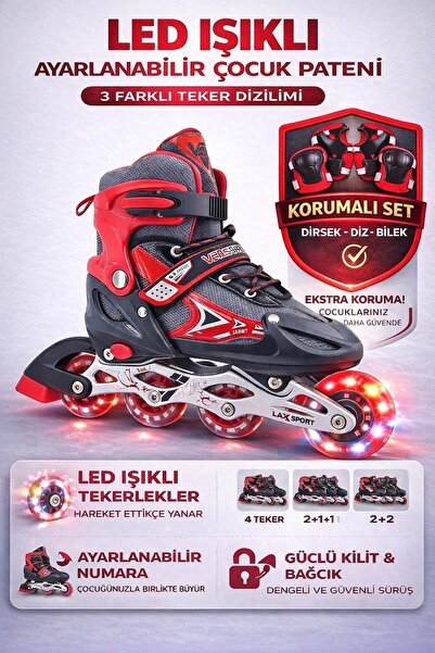 YILDIRIM OYUNCAK AYARLANABİLİR LED IŞIKLI ÇOCUK PATENİ 4 TEKER | 2+2 | 2+1+1 ...