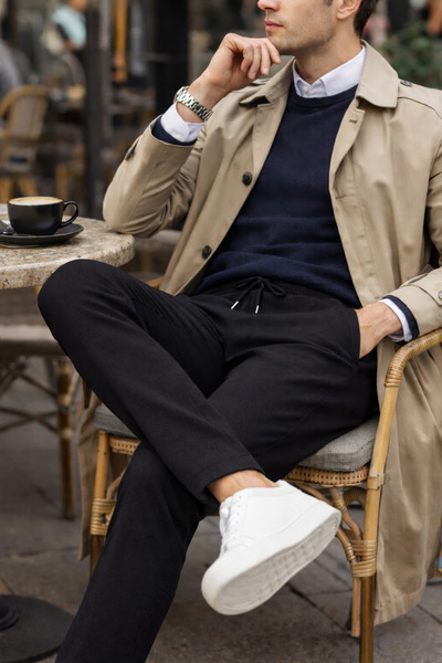 WE&ME Men's Trousers with a Slim Fit Look – Elastic Waist, Casual & Stylish Use