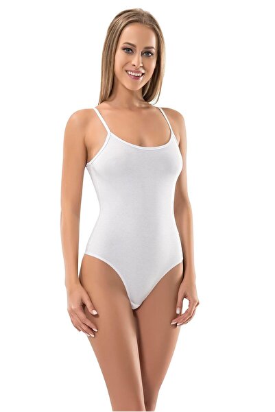 OBJE Kadın Beyaz Penye İp Askılı Çıtçıtlı String Tanga