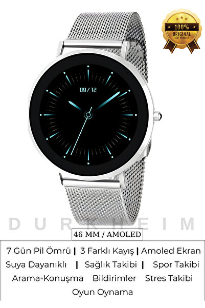 DURKHEİM 3 Kordonlu Amoled Ekranlı Su Geçirmez 7 Gün Şarj Süresi Spor ve Sağl...