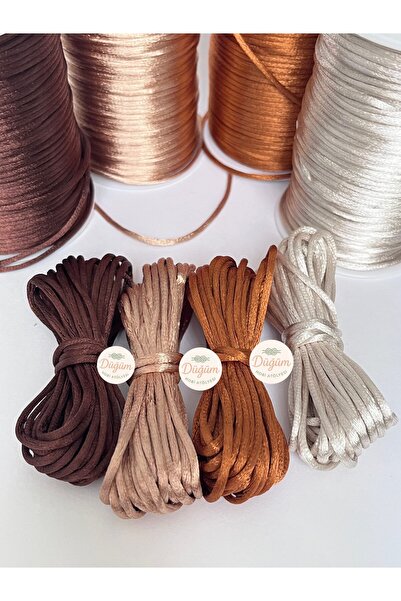 Düğüm Hobi Atölyesi 5 Metre 4 Renk (Toplam 20) 2 mm Floş İp Bileklik İpi Saç ...