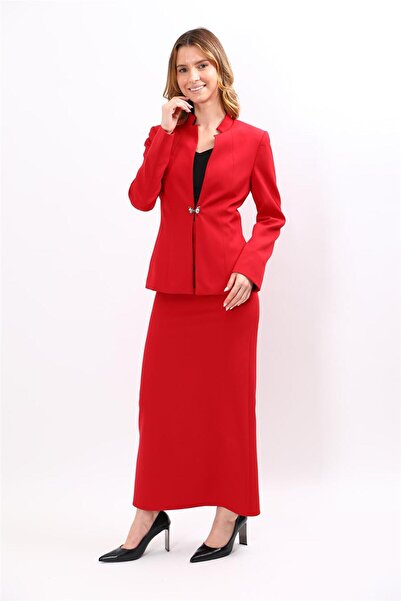 ÖNDER ÖZSOY Hakim Lapel Collar Classic Jacket & Long Pencil Skirt Women's Sui...