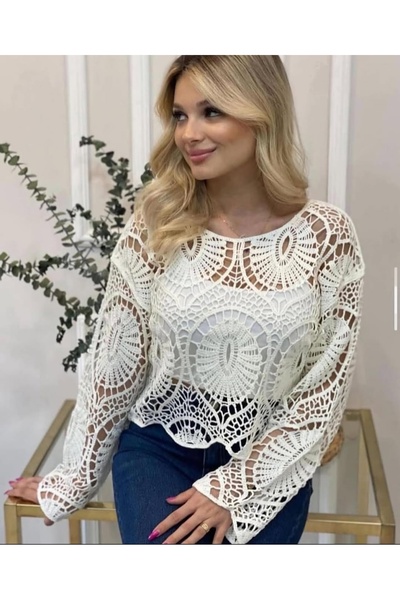 Sosyete Kaplumbağa Knitwear Süzene Long-Sleeved Crop with Knitted Details