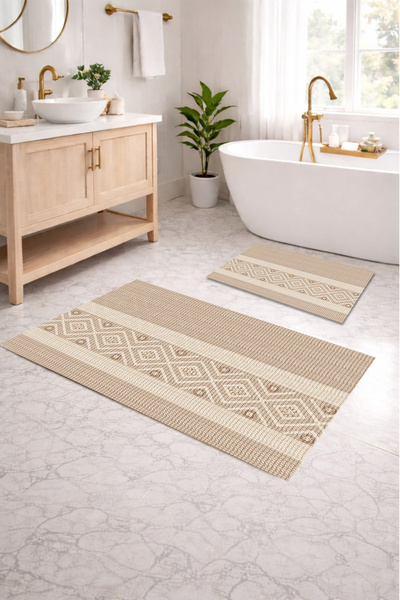 Decomia Home Неплъзгаща се, подходяща за пране, двойна модерна баня килимче о...