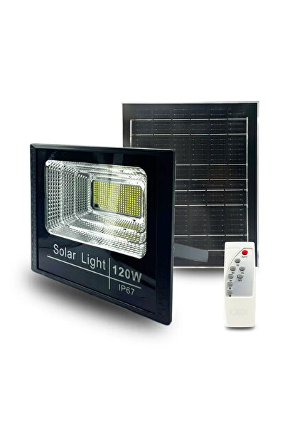 Cata 120 Watt Beyaz Işık 1200 Lümen Kumandalı Solar Projektör Led Projektör D...