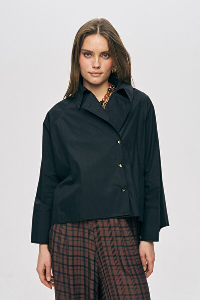 Orfeo Negro Women's Double-Breasted Look Asymmetrical Cut Modern Solid Color ...