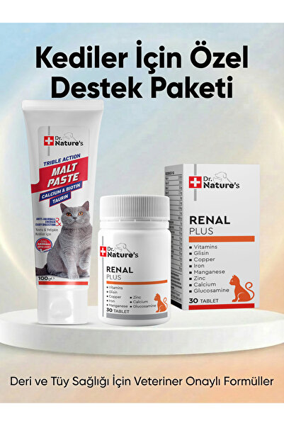 Dr. Nature's Kedi Sindirim & Böbrek Desteği İkilisi (Renal + Malt)