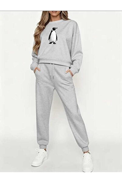 tkn your style Women's Bottom Top Set Alone Penguen Fashionable Designed Crew...