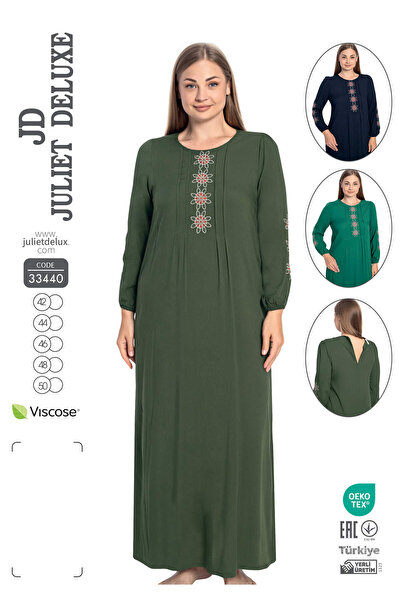 Juliet Deluxe Women's Plus Size Woven Viscose Fabric Long Sleeve Dress 33440