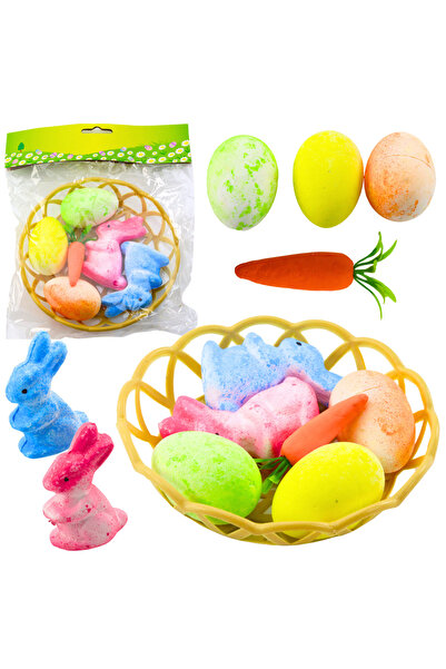 Three top online Decorațiuni de Paște într-un coș - Iepurași, Ouă, Morcov 6 b...