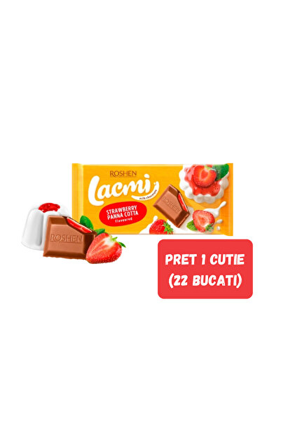 Roshen SET 22 PIECES LACMI, milk chocolate with strawberry-panna cotta flavou...