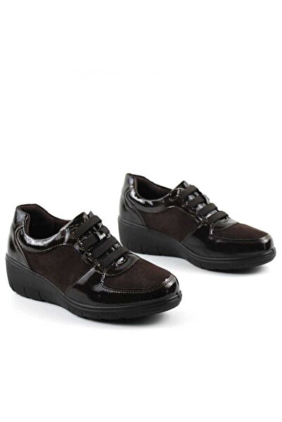 mm ​Women's platform shoes with elastic laces 218-BROWN