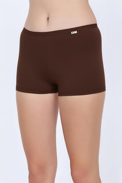 OBJE بوكسر نسائي من القطن والليكرا باللون البني المرير