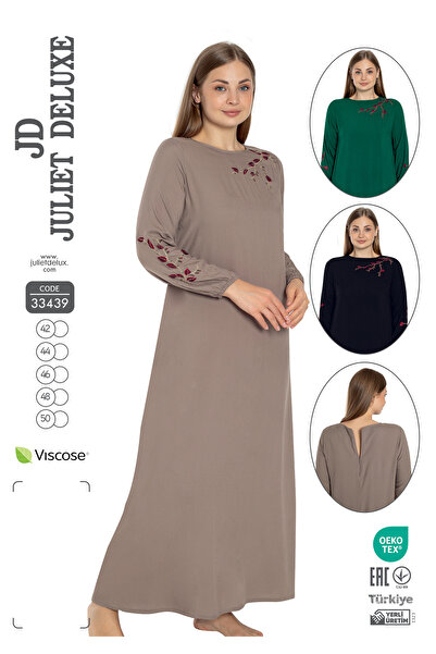 Juliet Deluxe Women's Plus Size Woven Viscose Fabric Long Sleeve Dress 33439