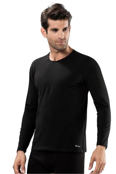 OBJE Black Lycra Cotton O Neck Long Sleeve Undershirt