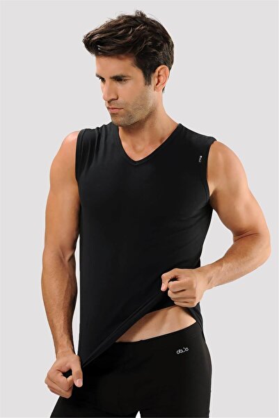 OBJE Erkek Siyah V Yaka Spor Atlet