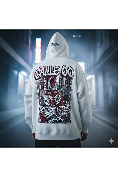 bellanova Calle 00 Unisex White Tiger Back Printed 3 Thread Threaded Oversize...