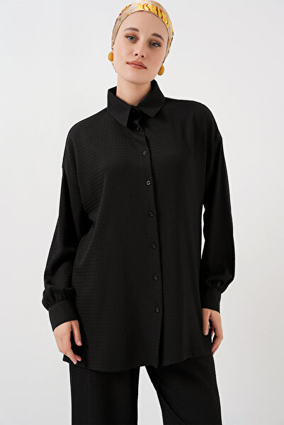 Modamorfo Women's Knitted Hijab Bottom Top Set 6711 - Black