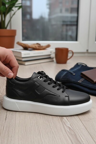 enoch Genuine Leather Black Orthopedic Lace-Up Men's Classic Leather Shoes