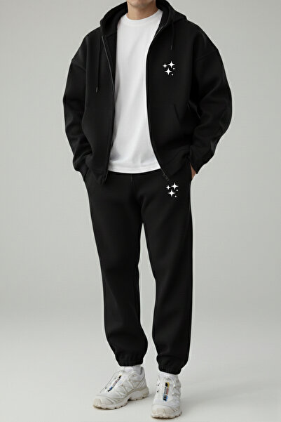 EFFRENATU Clean Star Men's Hooded Zipper Tracksuit Set – Minimal Style