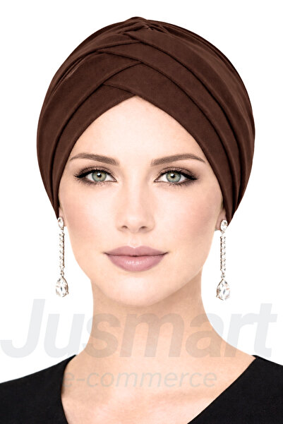 Jusmart Bonetă maro cu 3 benzi încrucișate pentru hijab ◆   Design anti-alune...