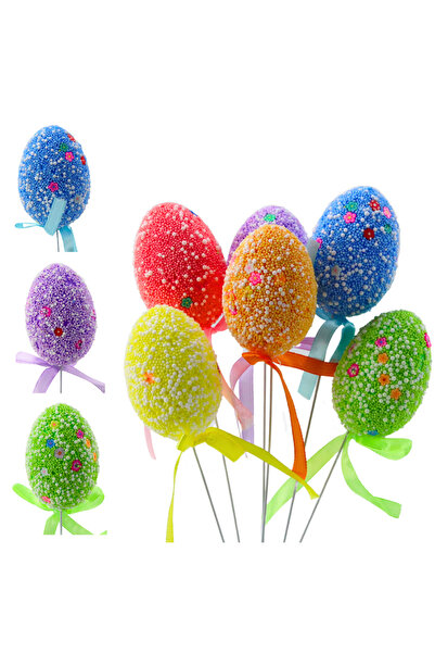 Three top online Ouă de Paște pe o sârmă cu agățat, modele albe colorate, pan...