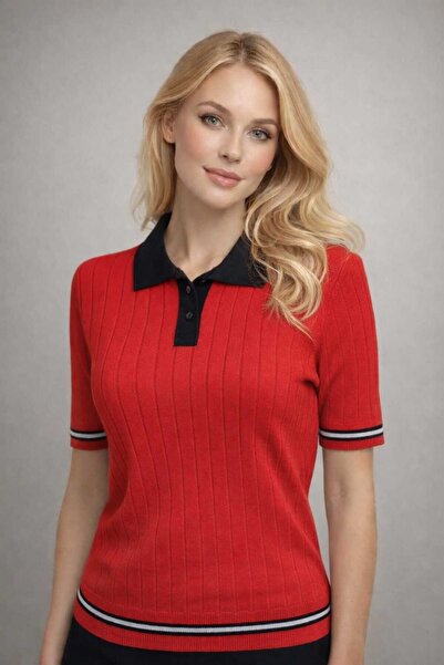 ATE ÖZGÜNEŞ TRİKO TEKSTİL ŽENSKA PLETENA MAJICA SA POLO OGRLOM