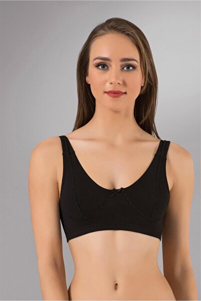 OBJE Women's Black Combed Cotton Madonna Bra