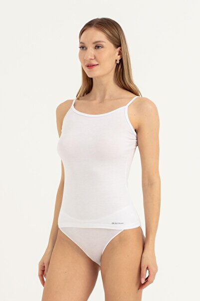 OBJE Women's White Micro Modal Strap Tank Top