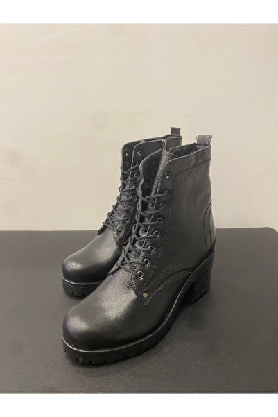 Özay أحذية نسائية يومية ذات نعل مطاطي وبطانة دافئة من الجلد