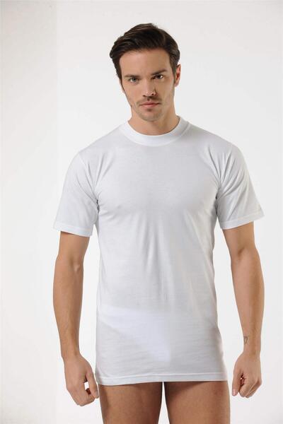 OBJE قميص داخلي رجالي أبيض اللون من الليكرا ذو ياقة