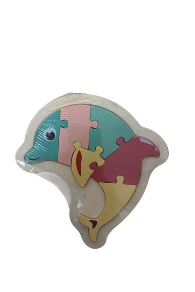 OEM Set 4 Puzzle din Lemn Pentru Copii – Animale Colorate Delfin, Maimutica, Calut si Pestisor