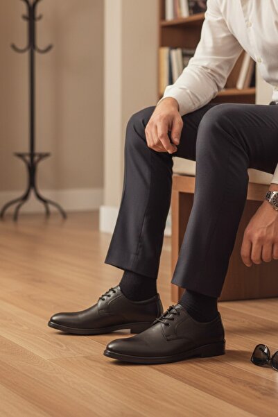 enoch Genuine Leather Black Orthopedic Lace-Up Classic Men's Dad Shoes