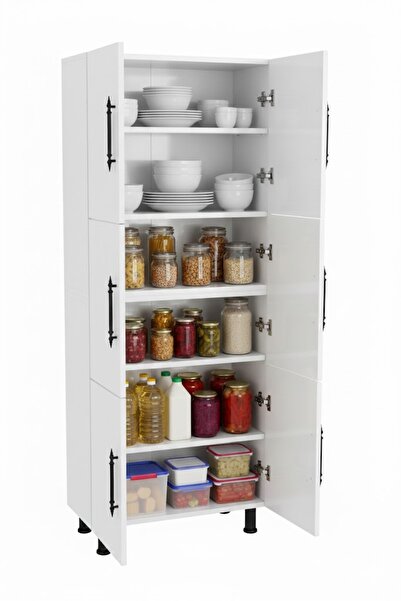 Serev Mobilya Geniş Çok Amaçlı 6 kapaklı Dolap Banyo Mutfak Erzak Kiler Dolab...