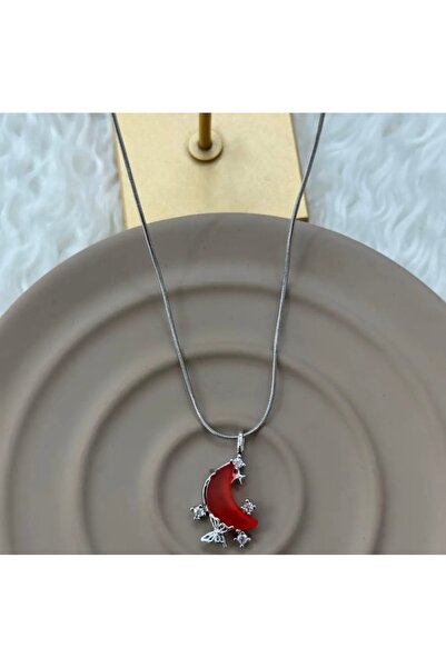 Yegane قلادة على شكل قمر - قلادة نسائية أنيقة مرصعة بالأحجار، تصميم راقي