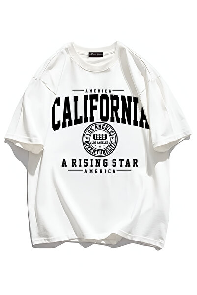 Marco Fresco Unisex Günlük Kısa Kollu California Baskılı Genç Oversize Tshirt