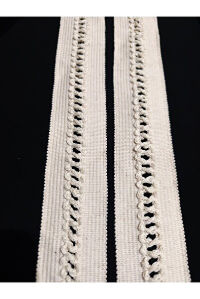 ULUPAMİR شريط مطاطي منقوش بصفين بلون كريمي