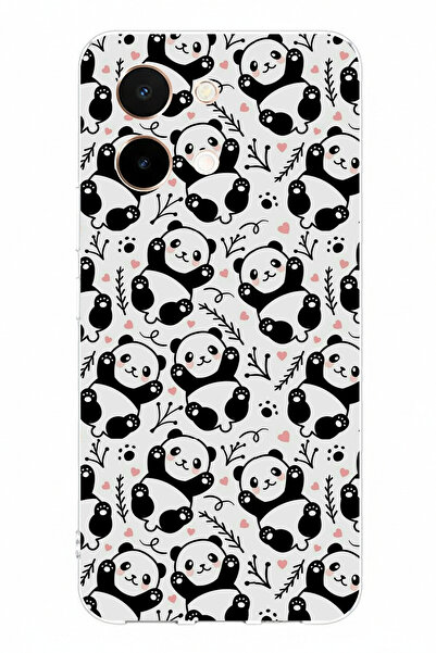 TechTree حافظة سيليكون مطبوعة متوافقة مع هاتف Vivo Y28 من نوع Minik Pandas