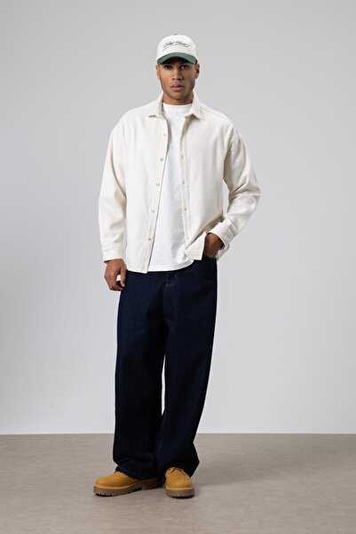 VAMOSCLO Textured Oversize Shirt Jacket Ecru